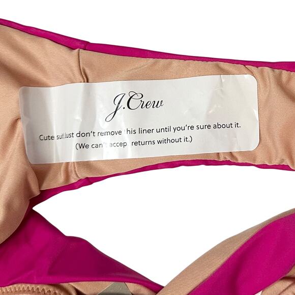 2/$15 NWT J. Crew Curved-Waist Cheeky Bikini Bottom Pink High-Cut UPF 50 Size S - Picture 3 of 6